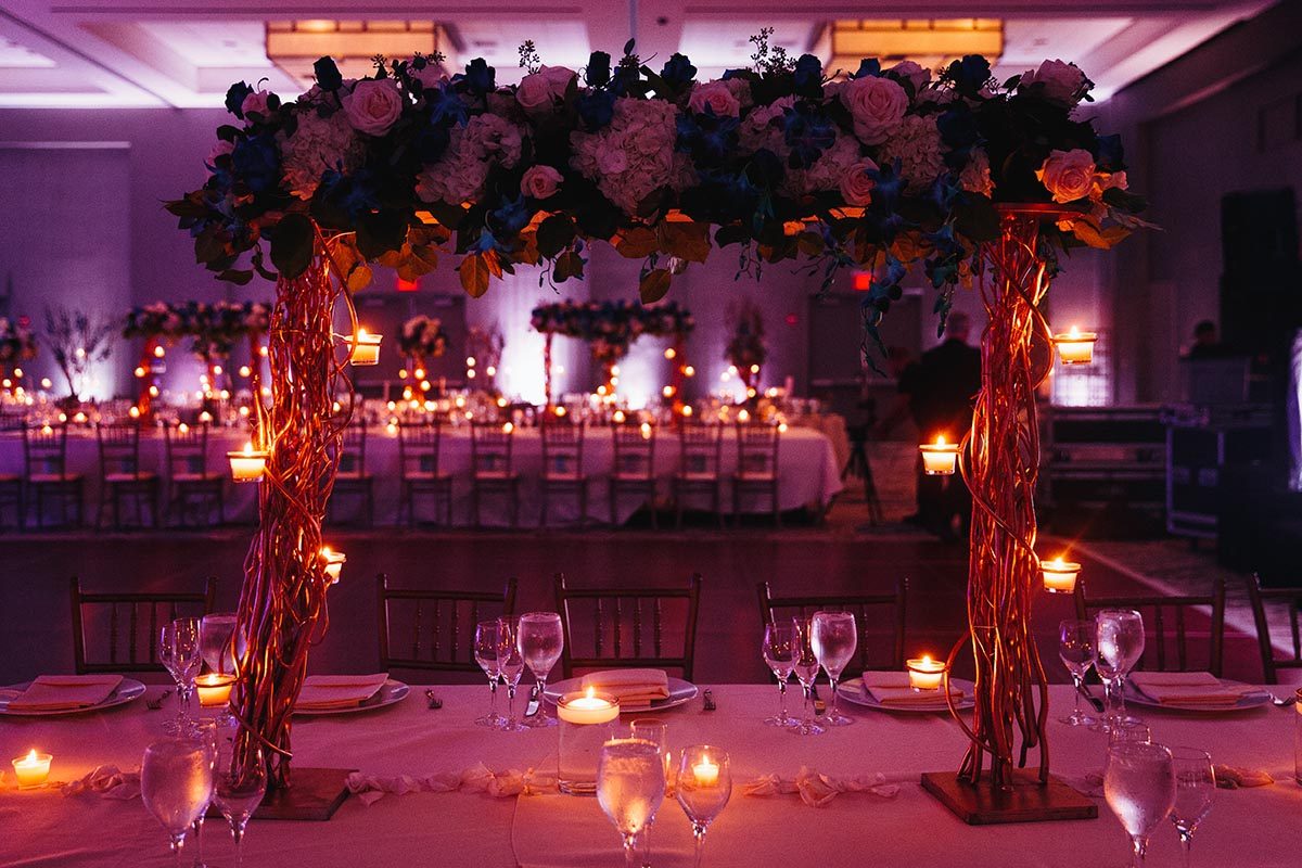 Pink decorated wedding table